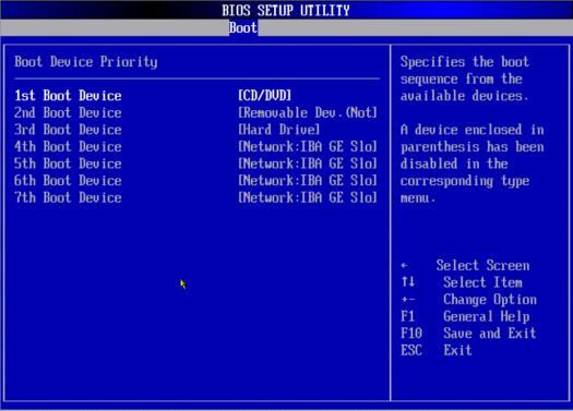 image:A screen capture showing the Boot/Boot Device Priority BIOS screen.