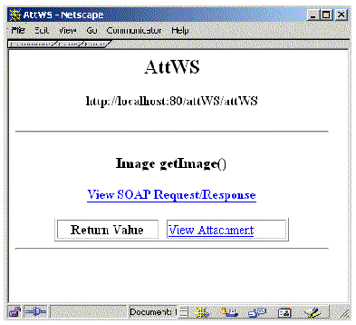 Screenshot showing a JSP page for a web service that displays images using the getImage method.