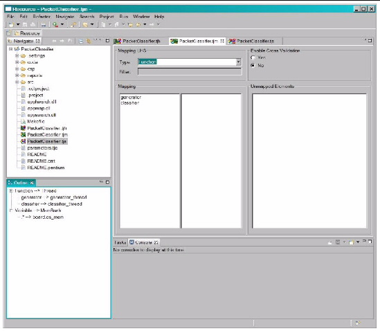 Image that shows a screen shot of the packet classifier mapping window.