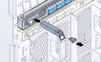 image:This figure shows how to remove an optical transceiver module.