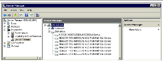 Screen showing Device Manager window with list of disk drivess opened.