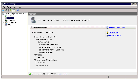 Screen showing Features Summary for Server Manager.