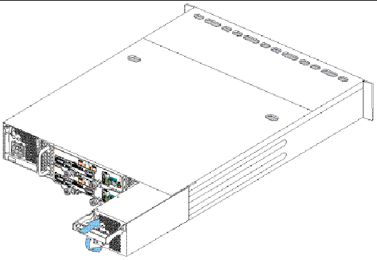 Figure showing insertion action of new power supply.