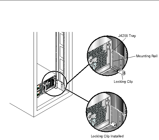 Figure showing location for installing locking clip.
