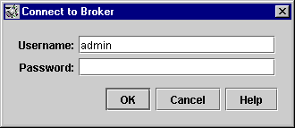Connect to Broker dialog. Buttons from left to right: OK, Cancel, Help.