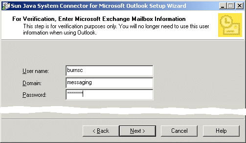 Setup Wizard: Enter Microsoft Exchange Mailbox Information
