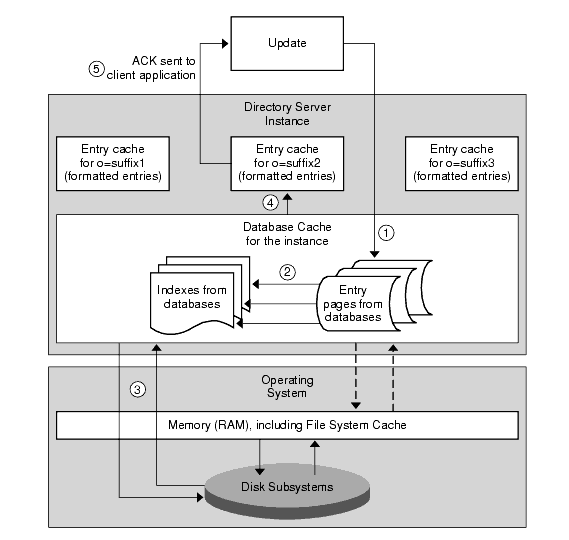 Updates use entry and database caches.