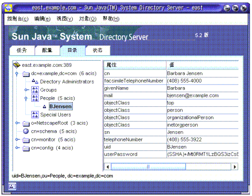 Directory Server Console �Ķ���“Ŀ¼”ѡ��������������ʾĿ¼���������������ʾ����ֵ