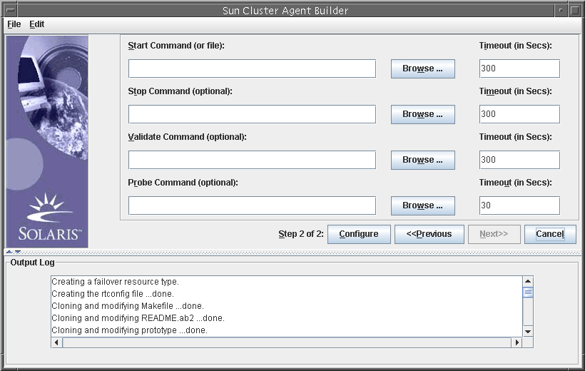 Dialog box that shows the Configure screen