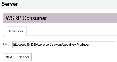 Providing the WSRP Producer URL for Creating a WSRP Consumer.