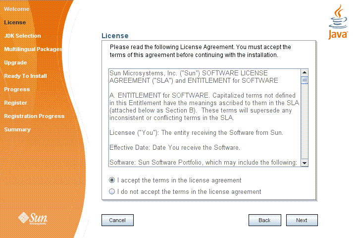 Screen capture showing Message Queue Installer’s
License screen. 