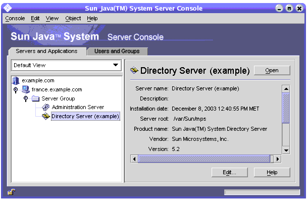 Directory Server   ǥϴ Sun ONE  ܼ    α׷ 
