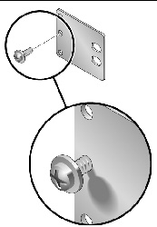 Figure showing how to install a screw on the rear plate’s shallowest rack position