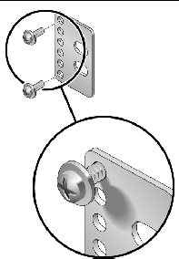 Figure showing how to install the screws to the rear plate’s shallowest rack position.