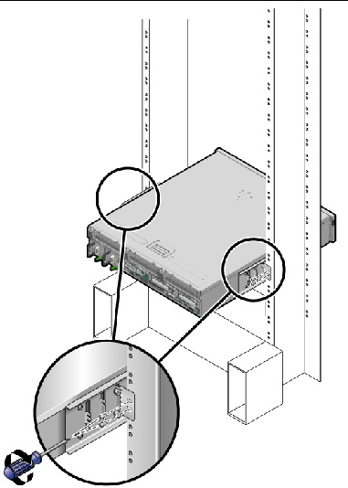 Figure showing how to secure the rear plate to the rack