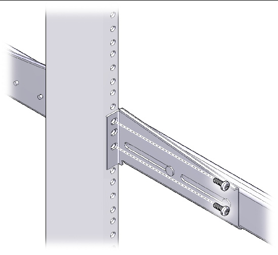 Figure showing how to secure the rear brackets to the rack posts.