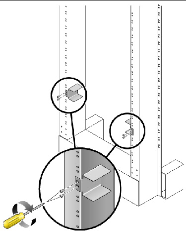 Figure showing how to install the rail guides in the rack