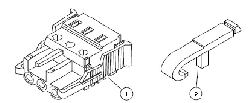 Figure showing the DC input plug and cage clamp operating lever