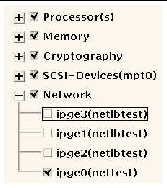 Figure showing a small portion of the test selection area in the SunVTS graphical interface.