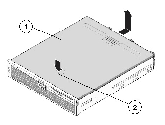Figure showing location of top cover and release button