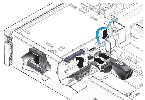 Figure showing connection of cables to the media bay assembly.