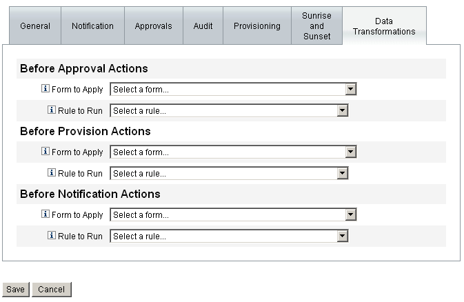 Configuring the Data Transformations tab.