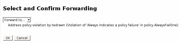 Request forwarded to Administrator and table is updated.