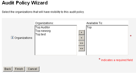 Use the Assign Organizations Visibility Screen to specify which organizations can view and edit the policy.