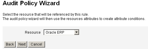 The Select Resource Screen lets you select a resource that the rule will reference.