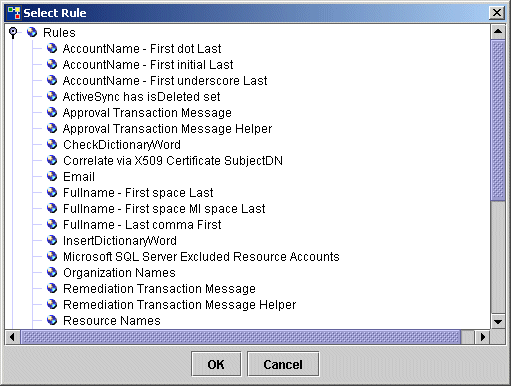 Rule browser dialog
