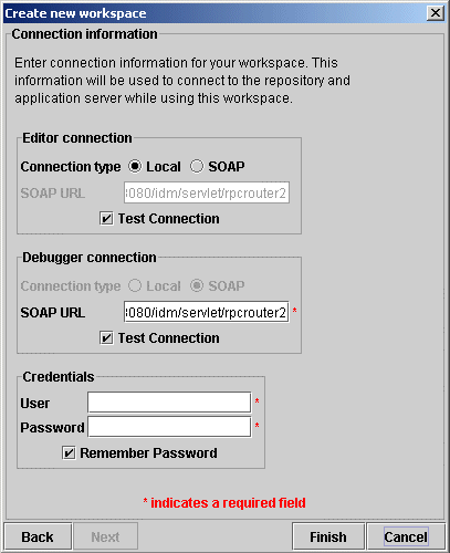 BPE Connection Info dialog