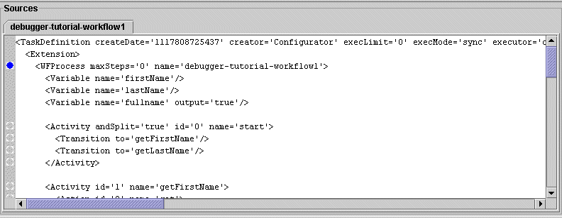Example 2: Setting the first breakpoint