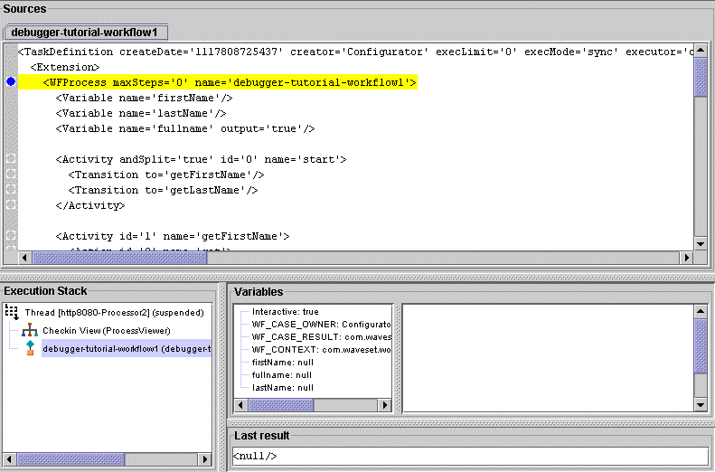 Example 2: Debugging halted at your breakpoint