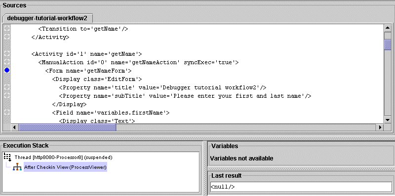 Example 3: Breakpoint marking start of the form