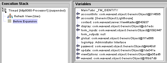 Example 1: Debugging suspended before the first expansion pass