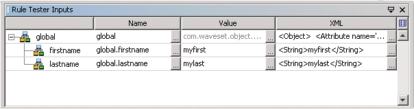 Example rule tester inputs.