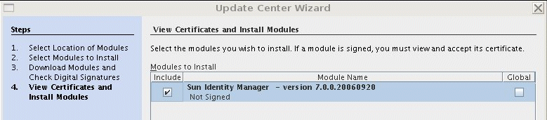 Indicate which module you want to install by enabling the check box.