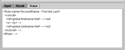 Trace Tab pane