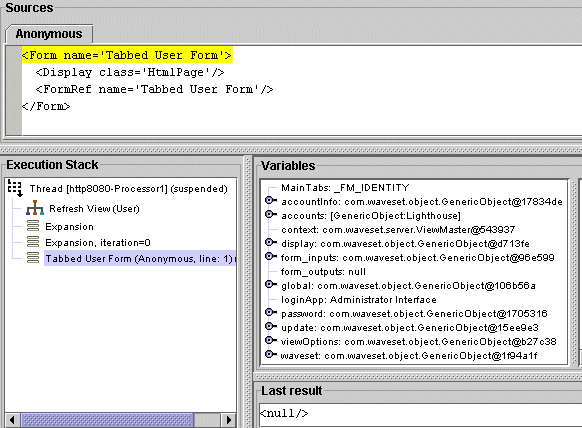Example 1: Stepping into the start of the Tabbed User form