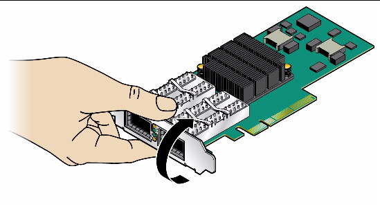 Figure shows removal of the bracket from the card
