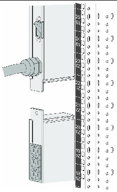 Figure showing detail of storage rail mounted on the left vertical rail in a rack. 