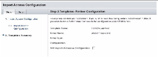 Screen capture of selected configuration for review. 