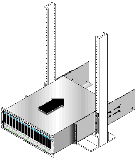 Figure showing the positioning and placement of the array at the bottom of the 2-post rack