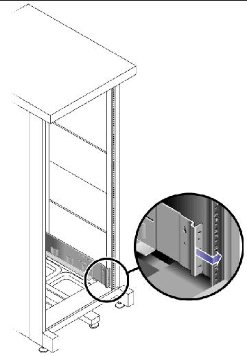 Figure showing the rail extension flange positioned over the vertical rail.