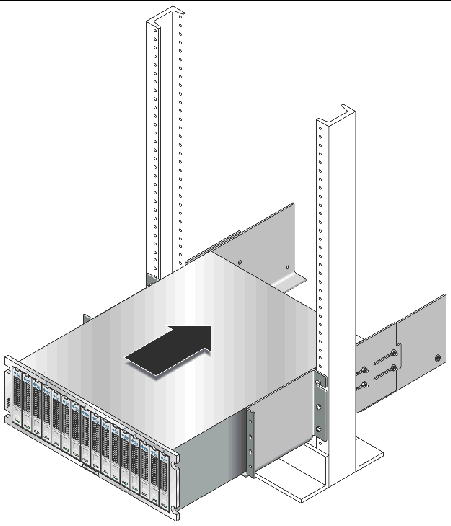 Figure showing the positioning and placement of the array at the bottom of the 2-post rack