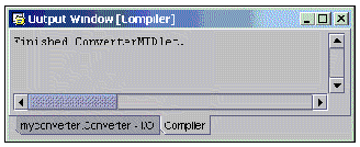 Screenshot showing the compiler output window after compiling ConverterMIDlet.