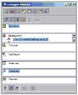 Screenshot showing the debugger window and its views.