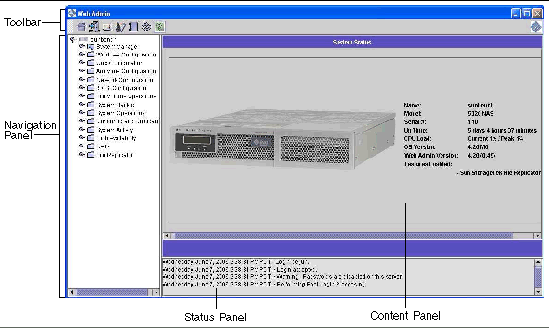 Figure showing the Main Window with the System Status panel