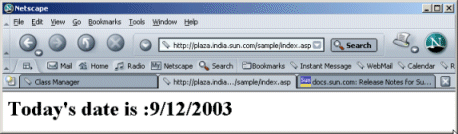 Figure showing the sample .asp application running in a browser window.