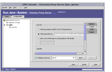 Directory Proxy Server  Logs Output window.
